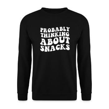 Retro Probably Thinking About Snacks funny eating - Sweat-shirt Unisexe - noir - Devant - Alina (178cm) & Michal (187cm)