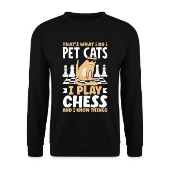 Thats What I Do Pet Cats Play Chess and Know - Unisex Sweatshirt - black - Front - Alina (178cm) & Michal (187cm)