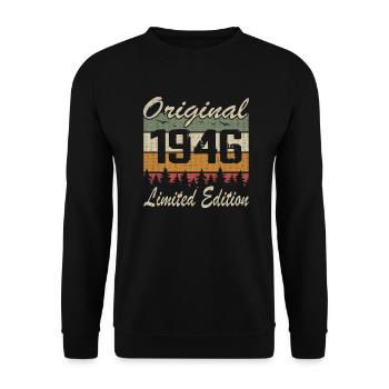 Vintage Geburtstag Original Geschenkidee 1946 - Unisex Pullover - Schwarz - Vorne - Alina (178cm) & Michal (187cm)