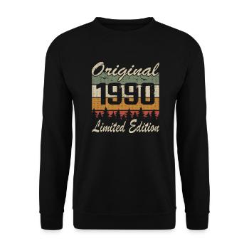 Vintage Anniversaire Idée Cadeau Original 1990 - Sweat-shirt Unisexe - noir - Devant - Alina (178cm) & Michal (187cm)