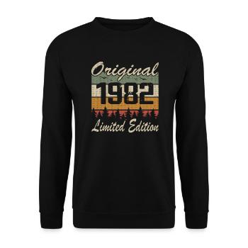 Vintage Geburtstag Original Geschenkidee 1982 - Unisex Pullover - Schwarz - Vorne - Alina (178cm) & Michal (187cm)