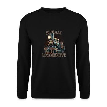 Steam Locomotive Nostalgic Railway Steam Engine - Unisex Sweatshirt - black - Front - Alina (178cm) & Michal (187cm)
