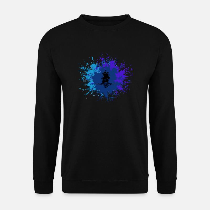 Blaue See Schiff Segelboot - Unisex Pullover - Schwarz