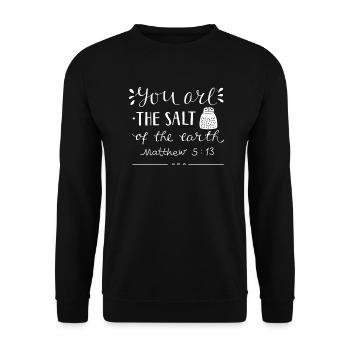 Salz der Erde Matthäus 513 - Unisex Pullover - Schwarz - Vorne - Alina (178cm) & Michal (187cm)