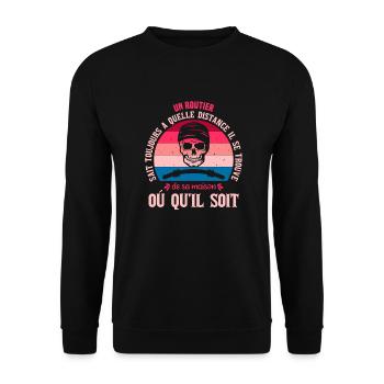 Humor Road gift idea, truck driver - Unisex Sweatshirt - black - Front - Alina (178cm) & Michal (187cm)