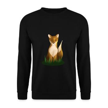 Kindlich niedliche Fuchs Illustration - Unisex Pullover - Schwarz - Vorne - Alina (178cm) & Michal (187cm)