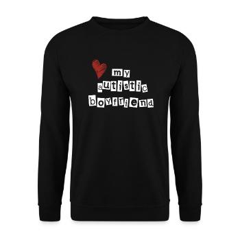 Ich liebe meinen autistischen Freund - Unisex Pullover - Schwarz - Vorne - Alina (178cm) & Michal (187cm)