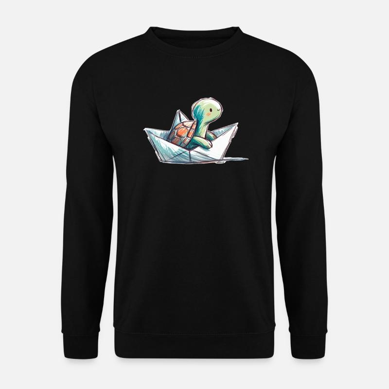 Schildkröte in Papierboot - Unisex Pullover - Schwarz