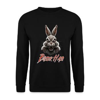 Böser Hasi - cooles lustiges Hasen Fun - Unisex Pullover - Schwarz - Vorne - Alina (178cm) & Michal (187cm)