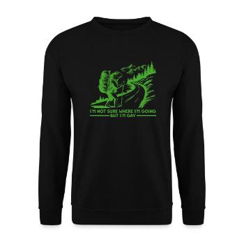 Funny Gay Hiking Frog LGBTQ Pride Adventure - Unisex Pullover - Schwarz - Vorne - Alina (178cm) & Michal (187cm)