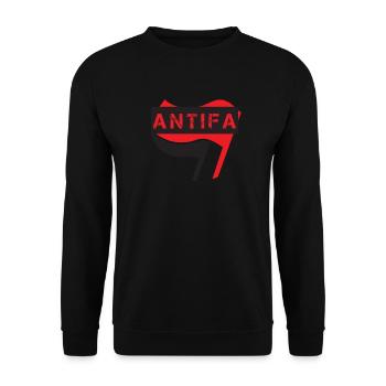 ANTIFA FLAGGE FLAGGEN - Unisex Pullover - Schwarz - Vorne - Alina (178cm) & Michal (187cm)