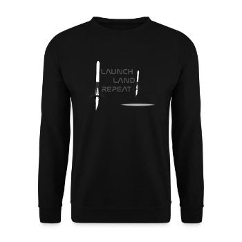 launch land repeat - Unisex Pullover - Schwarz - Vorne - Alina (178cm) & Michal (187cm)