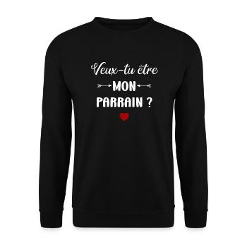 Veux-tu être mon parrain ? - Sweat-shirt Unisexe - noir - Devant - Alina (178cm) & Michal (187cm)
