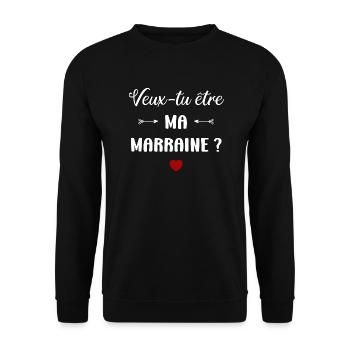 Veux-tu être ma marraine ? - Sweat-shirt Unisexe - noir - Devant - Alina (178cm) & Michal (187cm)