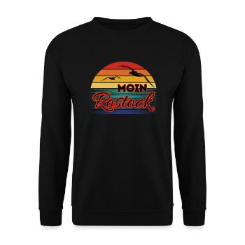 Moin Rostock with Seagull in Retro Style - Unisex Sweatshirt - black - Front - Alina (178cm) & Michal (187cm)