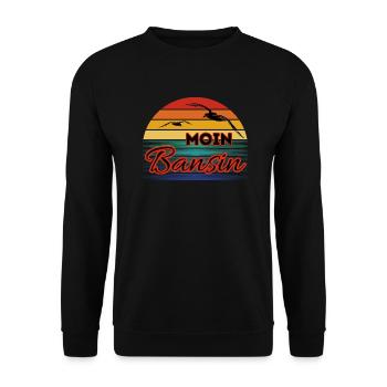 Moin Basin with Seagull in Retro Style Bansin - Unisex Sweatshirt - black - Front - Alina (178cm) & Michal (187cm)