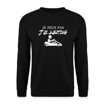 Ich kann nicht Kartsport fahren - Unisex Pullover - Schwarz - Vorne - Alina (178cm) & Michal (187cm)