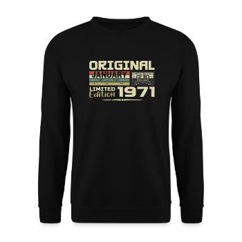 January 1971 | January 1971 Birthday Gift - Unisex Sweatshirt - black - Front - Alina (178cm) & Michal (187cm)