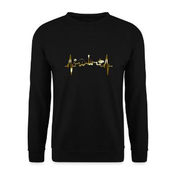 Las Vegas Heartbeat Skyline Gold Nevada USA Poker - Unisex Sweatshirt - black - Front - Alina (178cm) & Michal (187cm)