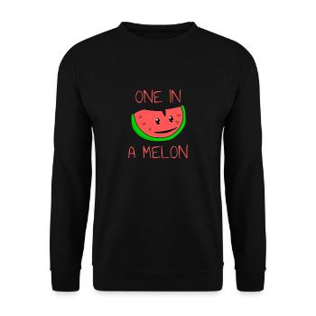 One in a Melon einer in Melonen Comic - Unisex Pullover - Schwarz - Vorne - Alina (178cm) & Michal (187cm)