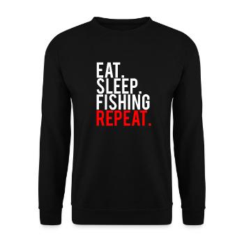 Eat Sleep Fishing Repeat Fish and Angler Design - Unisex Sweatshirt - black - Front - Alina (178cm) & Michal (187cm)