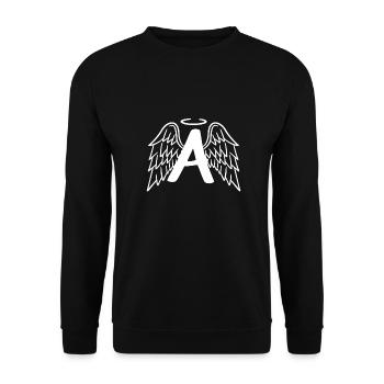 Guardian angel with angel wings letter A. - Unisex Sweatshirt - black - Front - Alina (178cm) & Michal (187cm)
