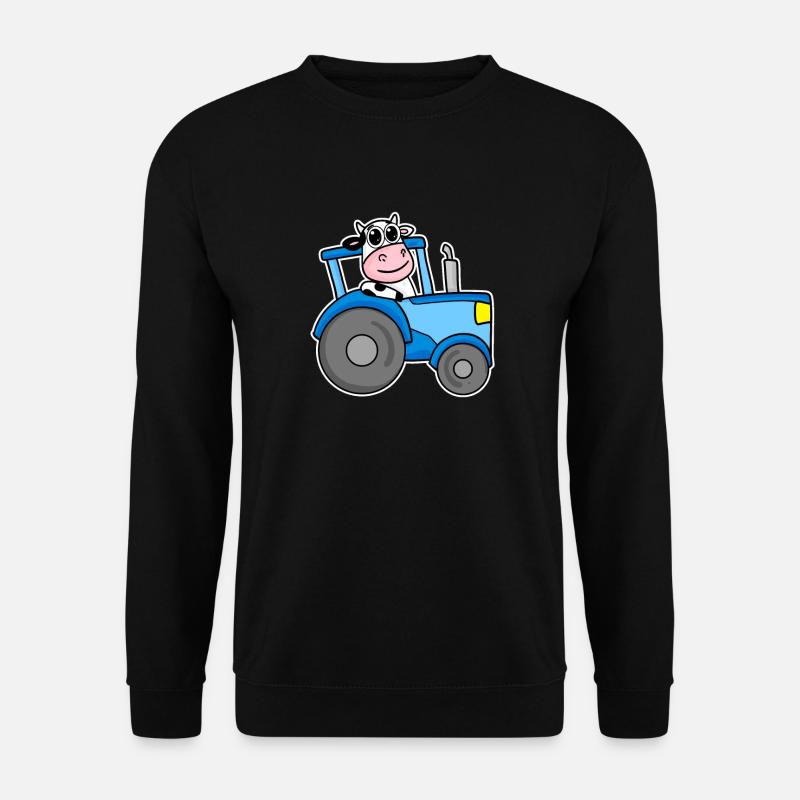 Kuh Traktor Illustration - Unisex Pullover - Schwarz