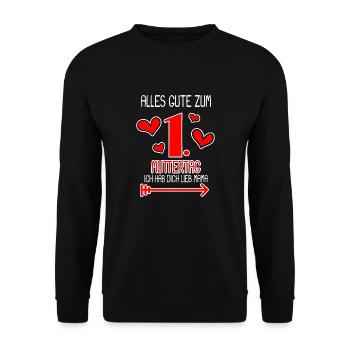 1. Muttertag - Ich hab dich lieb Mama - Unisex Pullover - Schwarz - Vorne - Alina (178cm) & Michal (187cm)