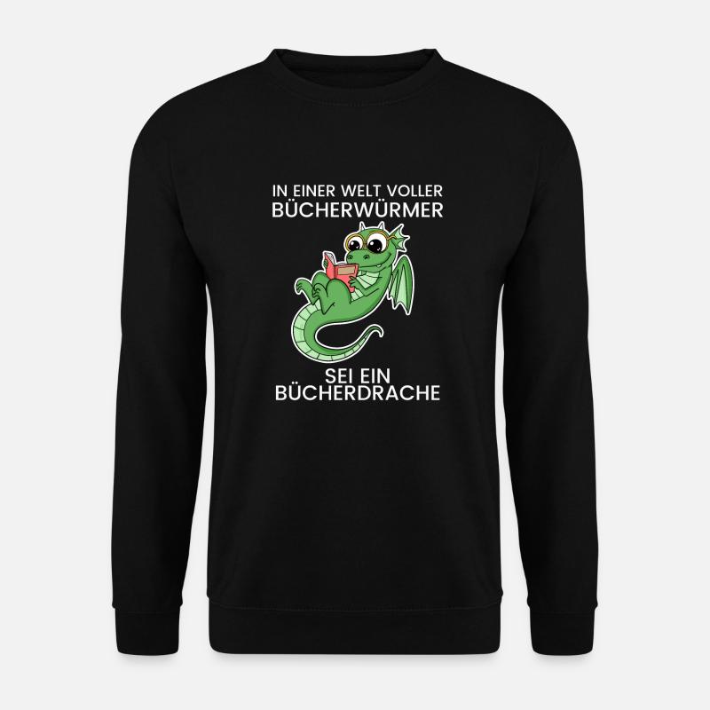 Bücher Drache Drachen - Unisex Pullover - Schwarz