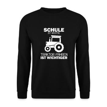 Traktor Spruch Geschenk - Unisex Pullover - Schwarz - Vorne - Alina (178cm) & Michal (187cm)