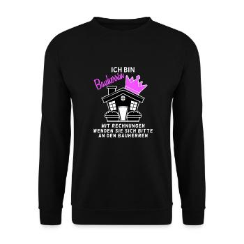 Bauherrin Hausbau - Unisex Pullover - Schwarz - Vorne - Alina (178cm) & Michal (187cm)