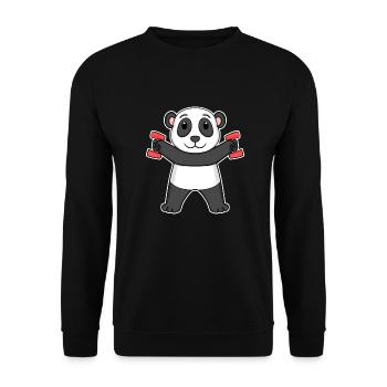 Panda Dumbbell Dumbbells Fitness Gym - Unisex Sweatshirt - black - Front - Alina (178cm) & Michal (187cm)