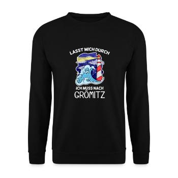 Grömitz Spruch - Unisex Pullover - Schwarz - Vorne - Alina (178cm) & Michal (187cm)