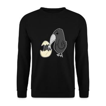 Crow with baby crow - Unisex Sweatshirt - black - Front - Alina (178cm) & Michal (187cm)