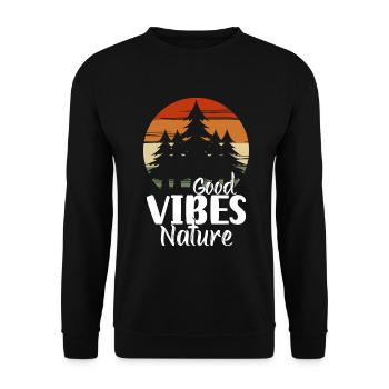 Forest Trees Deer Mountains - Unisex Sweatshirt - black - Front - Alina (178cm) & Michal (187cm)
