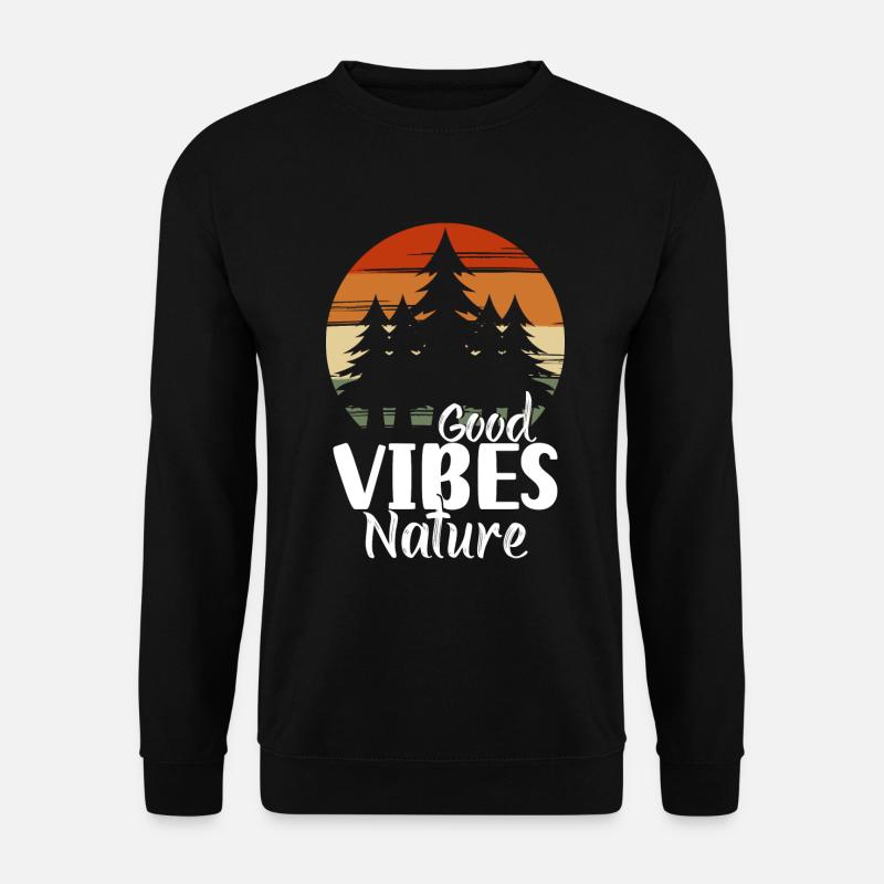 Wald Bäume Hirsch Berge - Unisex Pullover - Schwarz
