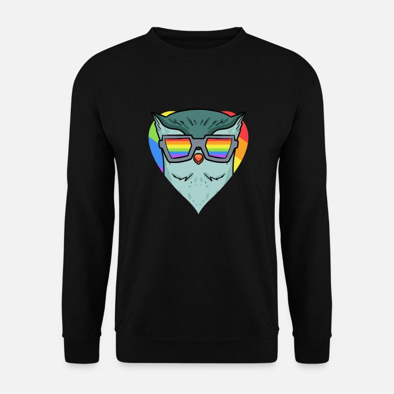 LGBT Tier Eule Regenbogen - Unisex Pullover - Schwarz