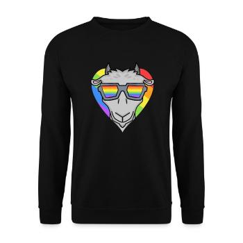 LGBT Tier Ziege Regenbogen - Unisex Pullover - Schwarz - Vorne - Alina (178cm) & Michal (187cm)
