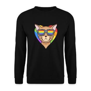 LGBT Cat Abyssinian Cat Rainbow - Unisex Sweatshirt - black - Front - Alina (178cm) & Michal (187cm)
