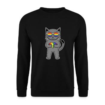 CHAT LGBT British Shorthair Rainbow - Sweat-shirt Unisexe - noir - Devant - Alina (178cm) & Michal (187cm)
