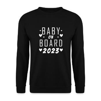 Baby on Board schwanger Schwangerschaft 2023 - Unisex Pullover - Schwarz - Vorne - Alina (178cm) & Michal (187cm)