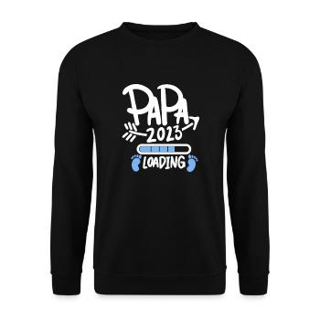 Papa 2023 - Vater 2023 loading Sohn - Unisex Pullover - Schwarz - Vorne - Alina (178cm) & Michal (187cm)