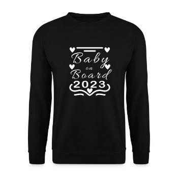 Baby on Board schwanger Schwangerschaft 2023 - Unisex Pullover - Schwarz - Vorne - Alina (178cm) & Michal (187cm)