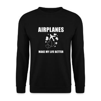 Flugzeug Pilot Spruch Geschenk - Unisex Pullover - Schwarz - Vorne - Alina (178cm) & Michal (187cm)