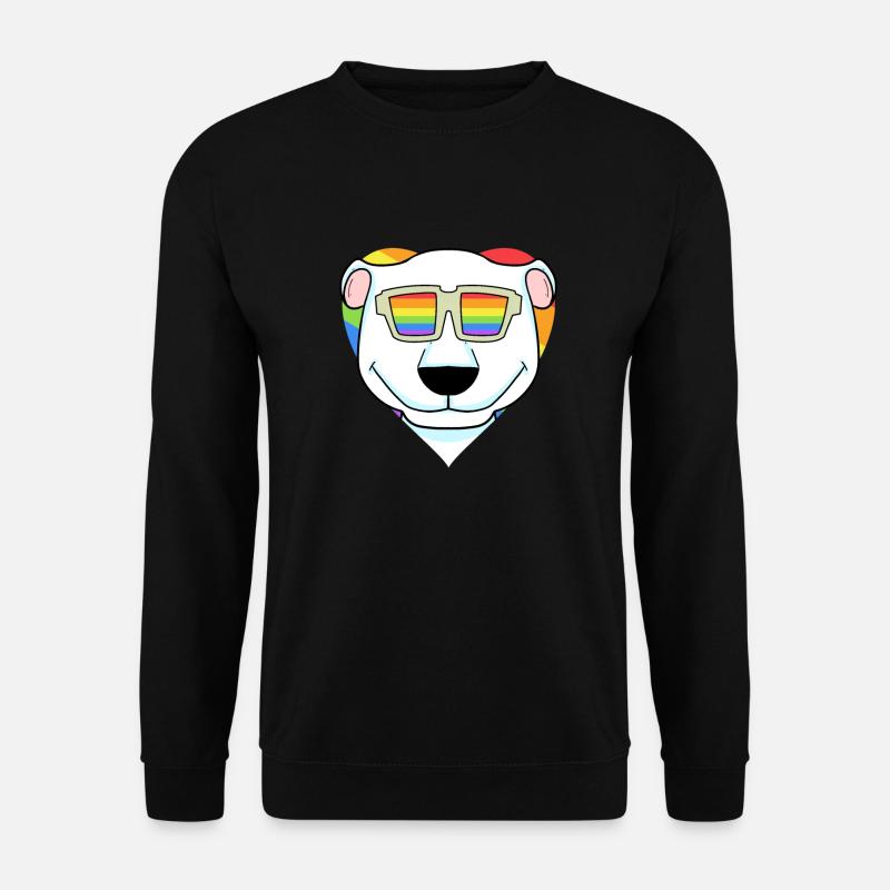 LGBT Tier Eisbär Regenbogen Herz - Unisex Pullover - Schwarz