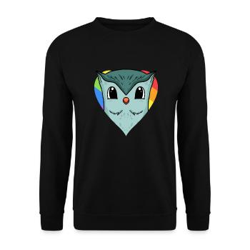 Eule Lgbt Regenbogen Farben - Unisex Pullover - Schwarz - Vorne - Alina (178cm) & Michal (187cm)