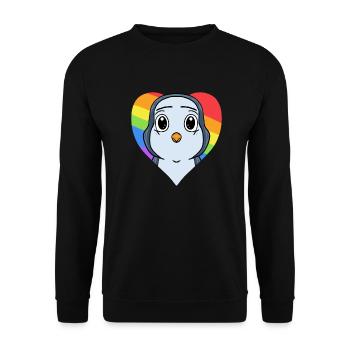 Pinguin Lgbt Regenbogen Farben - Unisex Pullover - Schwarz - Vorne - Alina (178cm) & Michal (187cm)