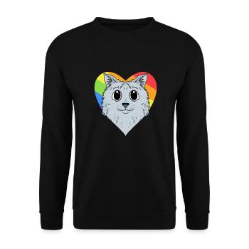 CHAT LGBT Sibérien Chat Arc-en-ciel - Sweat-shirt Unisexe - noir - Devant - Alina (178cm) & Michal (187cm)