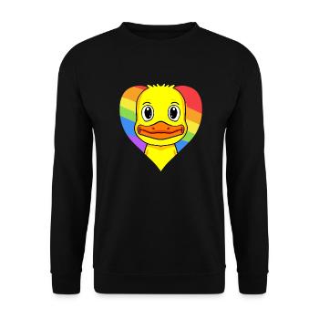 Ente Lgbt Regenbogen Farben - Unisex Pullover - Schwarz - Vorne - Alina (178cm) & Michal (187cm)