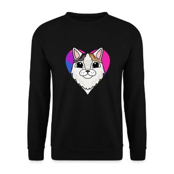 Bisexual Turkish Van Cat Gift - Unisex Sweatshirt - black - Front - Alina (178cm) & Michal (187cm)